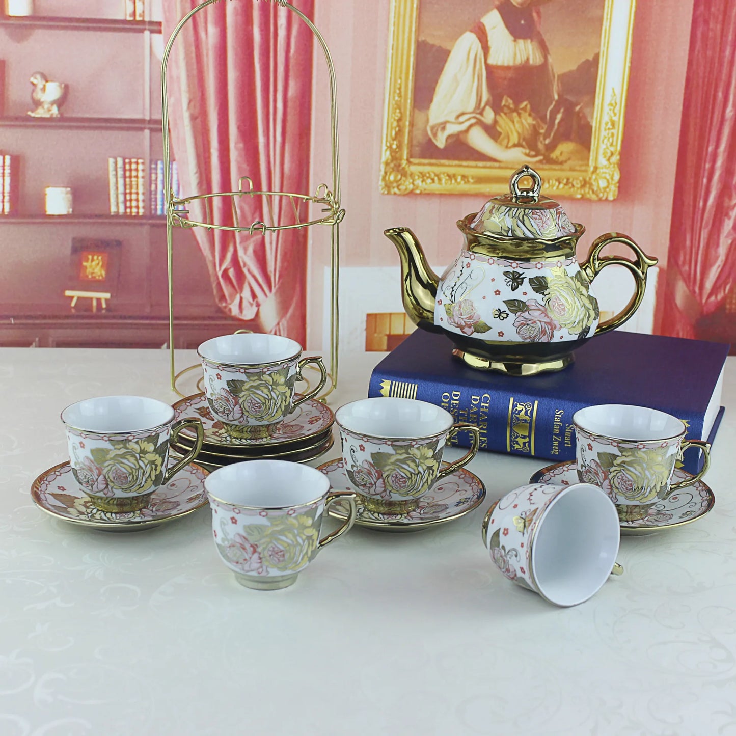 ethiopian Coffee afternoon tea ceramic tea set European Ceramic Teapot cup and Saucer Set