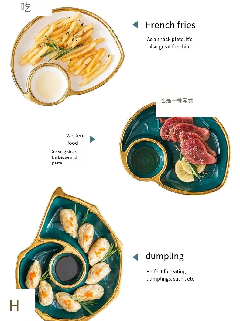 JIUWANG wholesale tableware Dumpling plate with vinegar dish household new snack plate