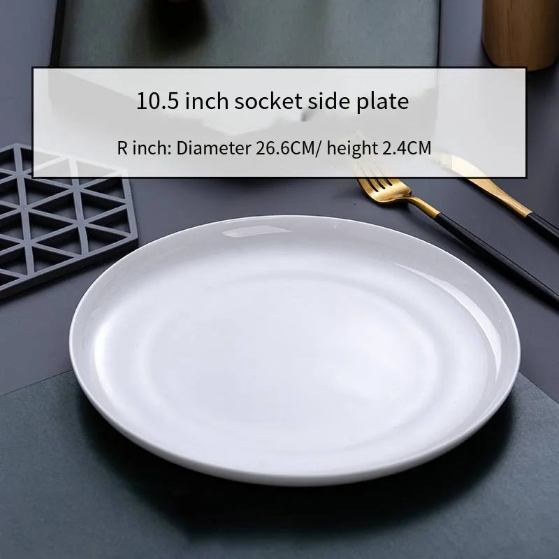 Hot sale of White Chinese Ceramic Round Plate Household Dishes Dinner Plate