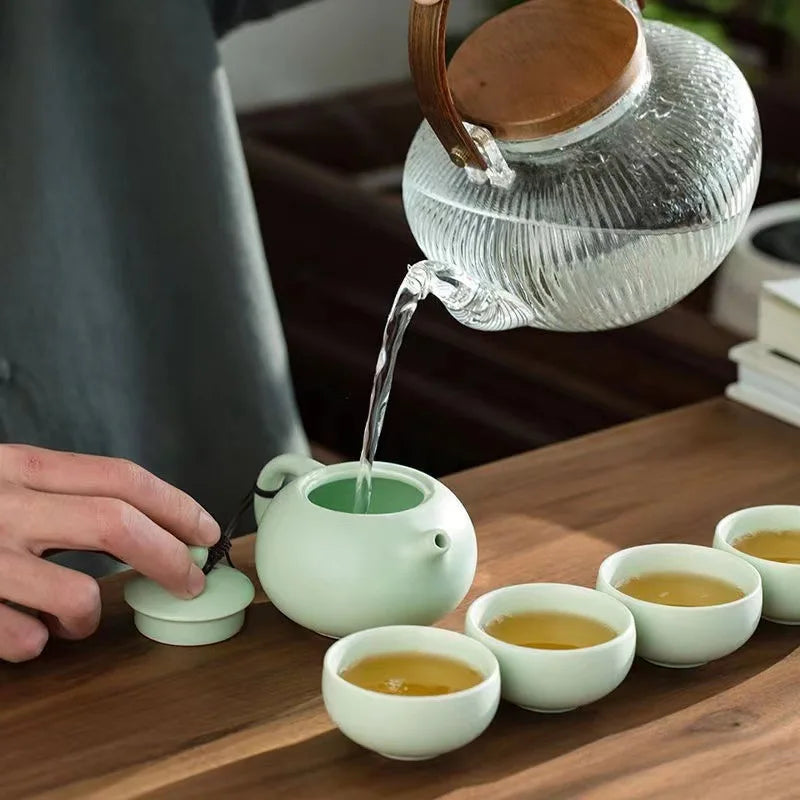 Chinese Kung Fu Travel traditional Tea Set Ceramic Gaiwan Tea Cups