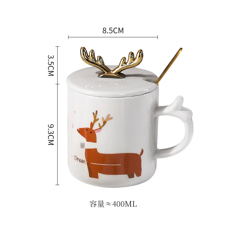 Creative Santa cup with couple mugs cute cup ceramic christmas mug