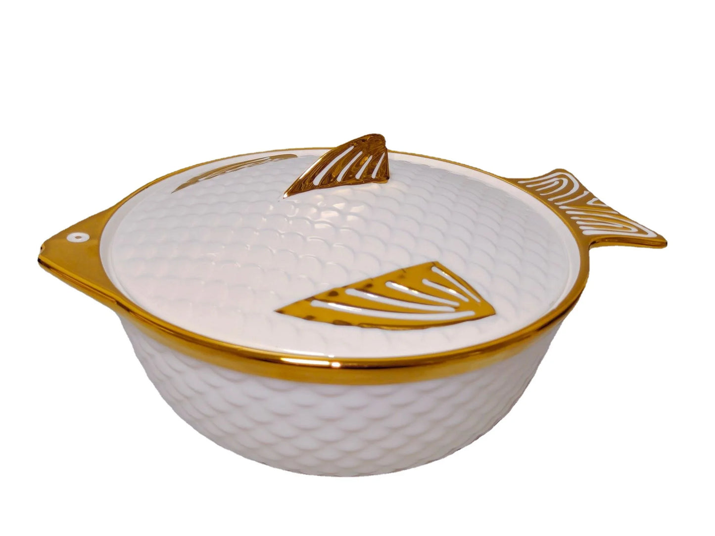 JIUWANG guangzhou gold-plated ceramic porcelain casserole dish with lid Set soup pot rose gold with lib