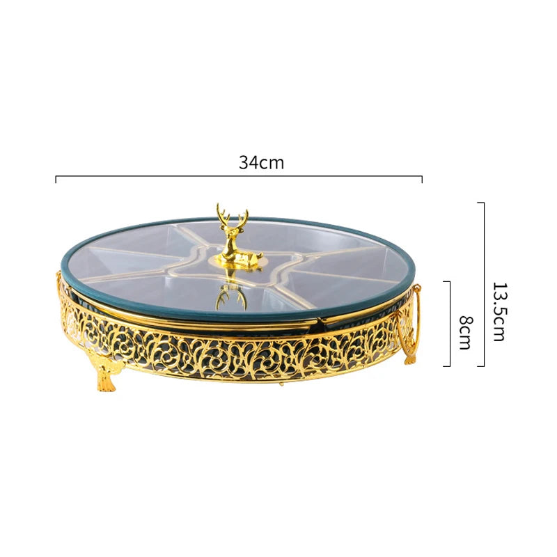 Serving Dishes Divided Platter Lid Cover Dry Fruit Plates Serving Tray Drop Shipping Ceramic with Metal Stand Glass Luxury Party