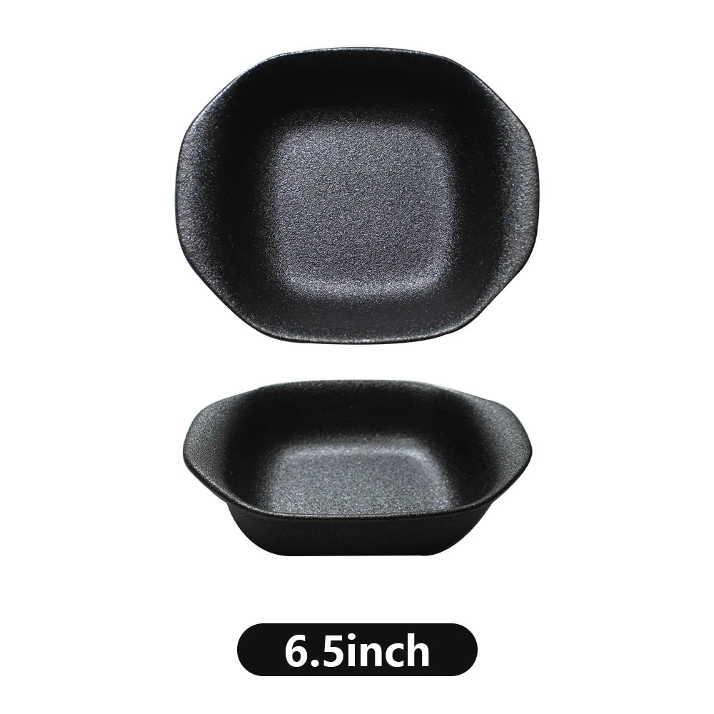 customisable  Hotel Restaurant Used Black Buffet Plates Tableware Dinnerware Porcelain Glaze Catering Dinner Set