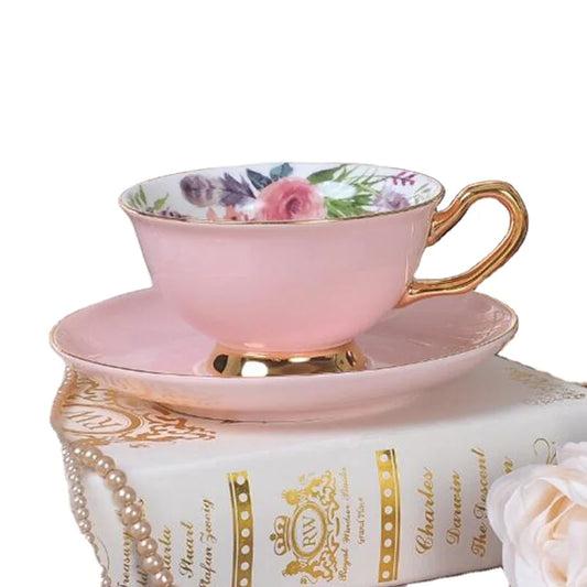 210ML Nordic Luxury Golden Rim Color Glazed Ceramic Coffee Tea Cup And Saucer Set