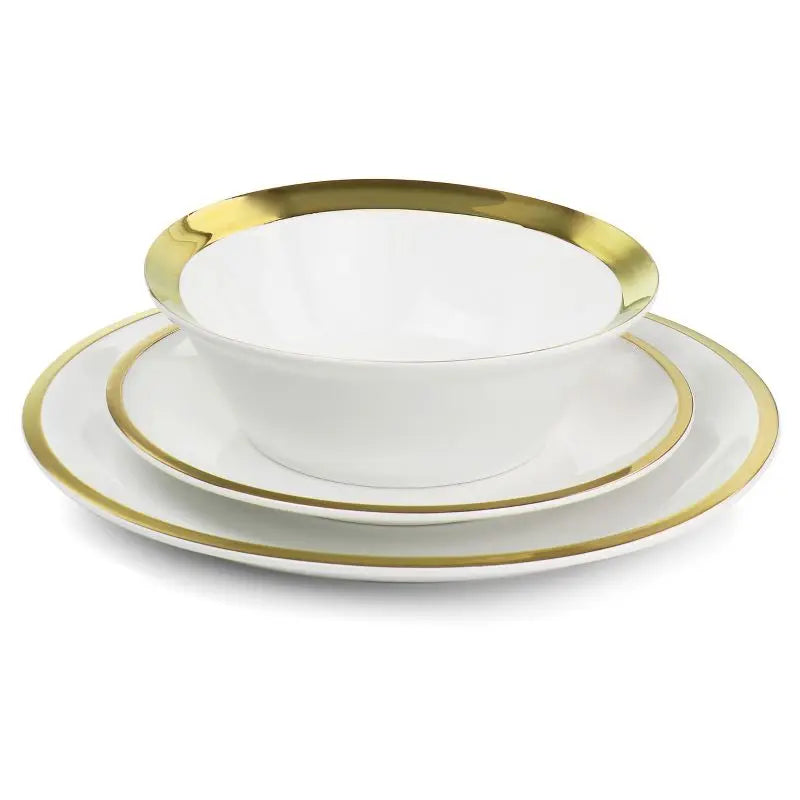 Luxury Sustainable Porcelain Gold Stoneware Ceramic Dinnerware Sets Gold Glazed Stone Color Plant Pattern Stocked Dinner Plates