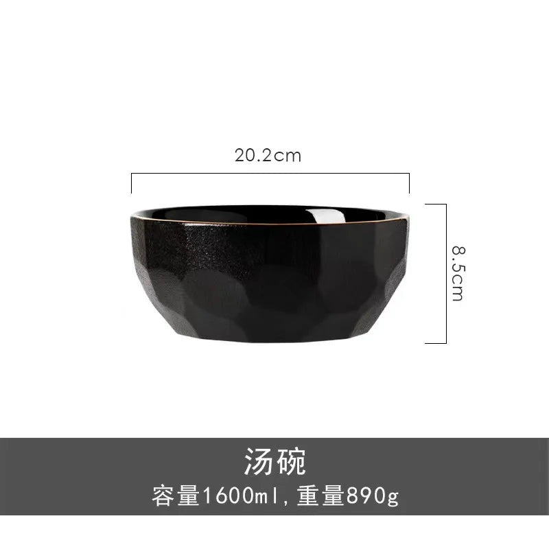 Modern Wedding Tableware Ceramic Plates Porcelain Dinner Set Matte Black Phnom Penh Ceramic Tableware luxury plates