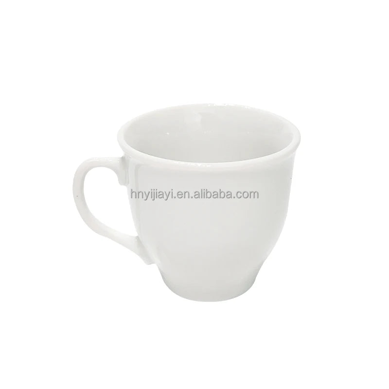 JIUWANG Wholesale 200ml ceramic cup with saucer custom ceramic coffee cup white porcelain cappuccino mug for cafe coffee shops