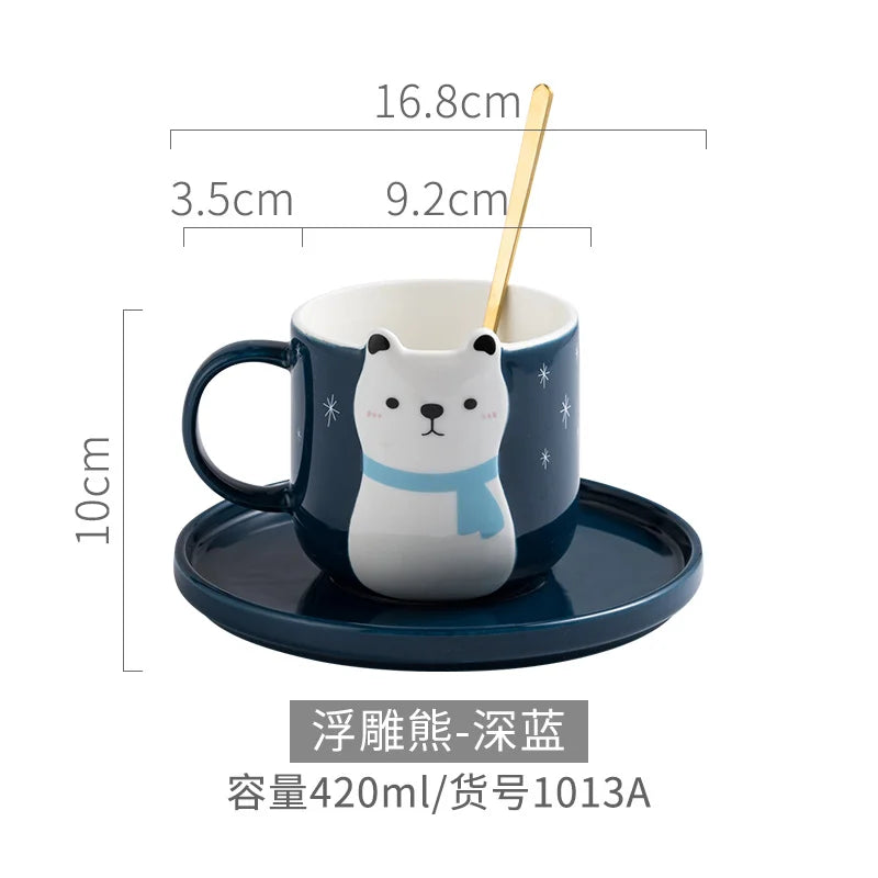 wholesale customized handmade cute animal 3d drinking cups tea coffee ceramic mug for for gift