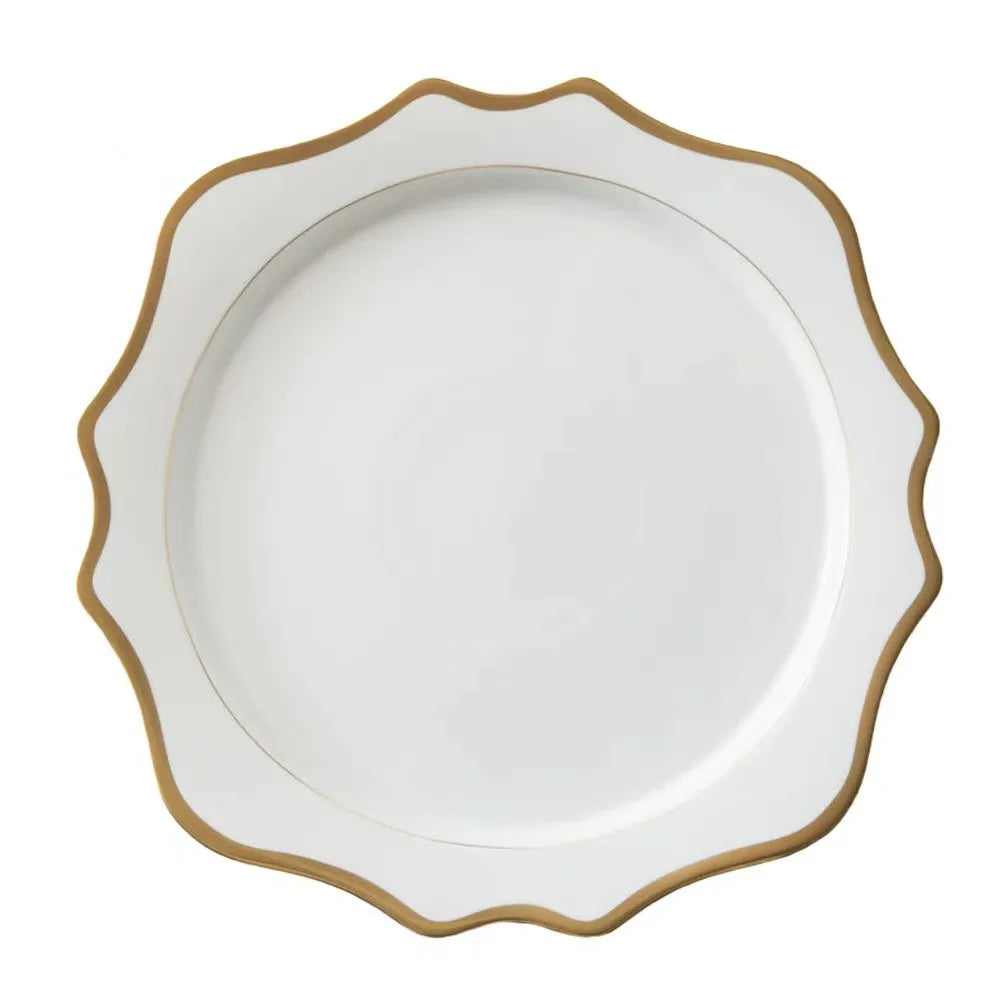 Wholesale Round Ceramic Gold  Plate for Home Dining Room Wedding Party Decoration for Event Bone China Plate