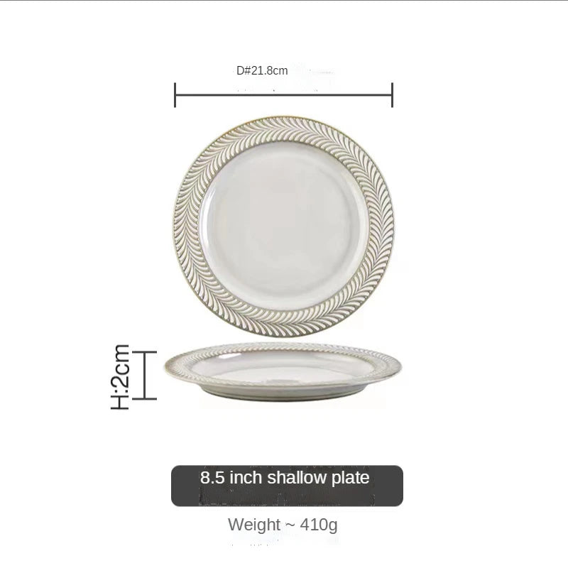 Factory Price Luxury Elegant Kitchen Tableware Multiple Sizes Pure White Simple French Dish for House Hotel Wedding