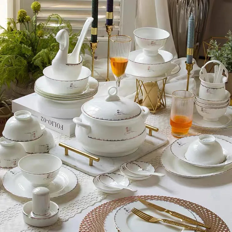 TOP sales Phnom Penh tableware  promhead Bone China luxury plates dinnerware sets best price yanxiang porcelain