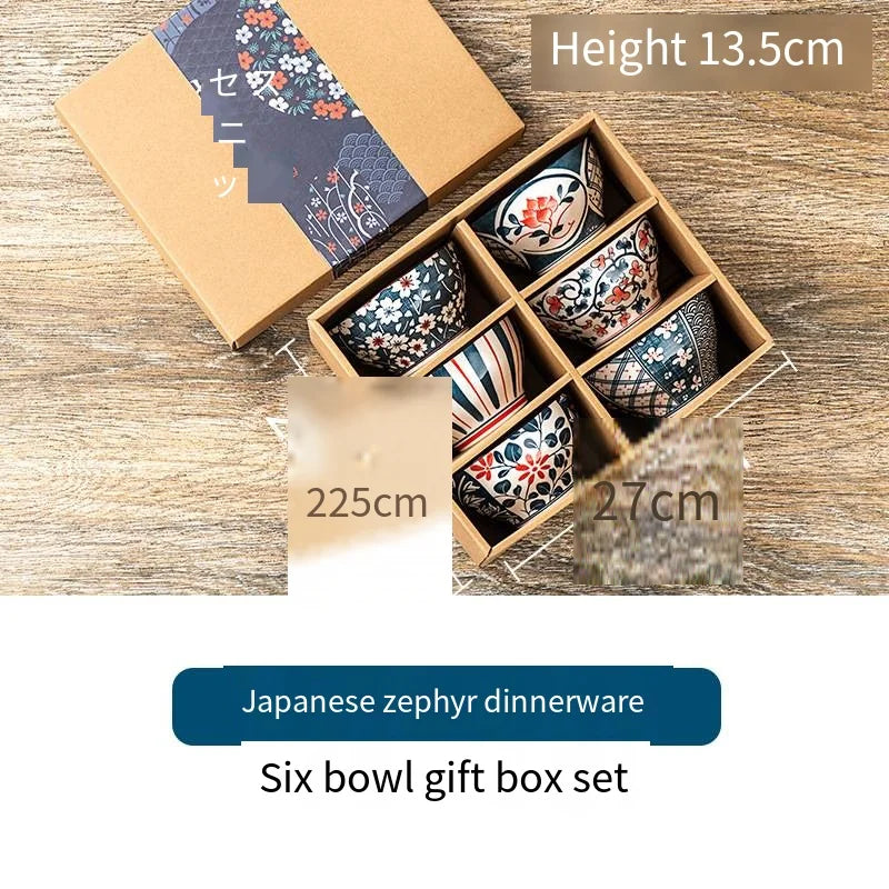 4.5inch Flower Porcelain Rice Bowls Gift Box for Giveaways Present Custom Logo Ceramic Bowl Gift Set