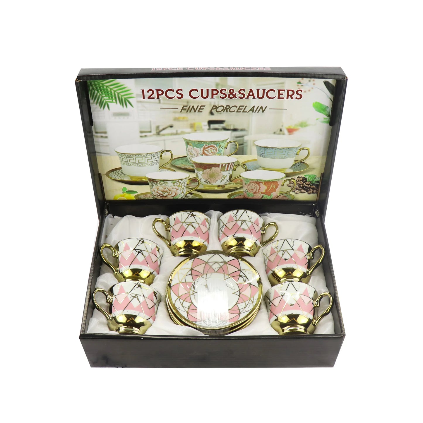 European foreign trade electroplated coffee cup and Saucer Set Ceramic Cup Gift Box ethiopian