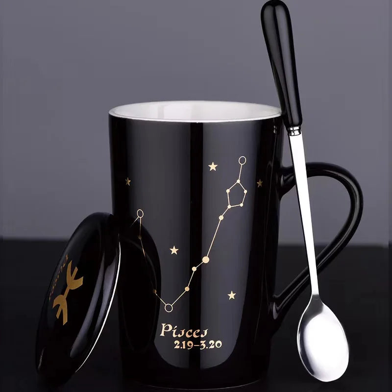 top seller  horoscope Porcelain Gold color Ceramic Coffee Mug For Coffee