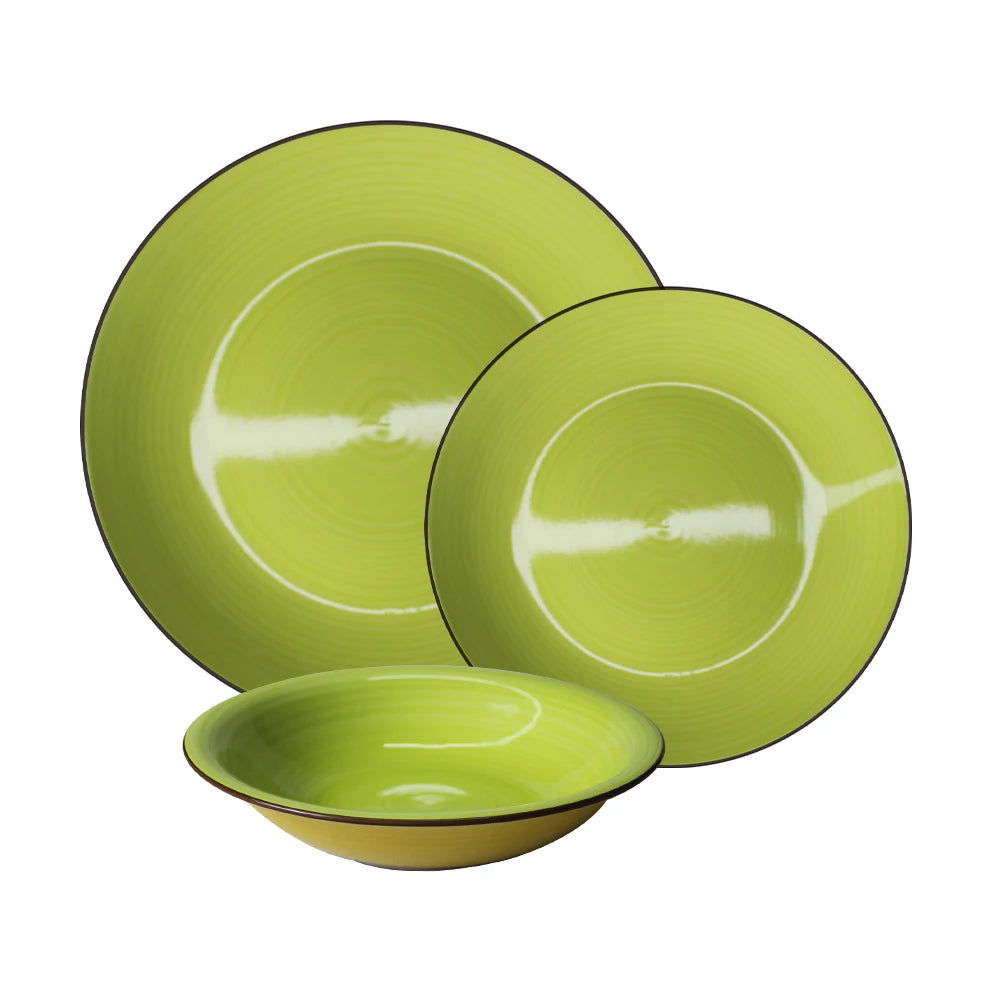 Ceramic Dinner Plates Dinnerware Set Dishes Luxury Green Food Plate Set Salad Soup Bowl Plate dinnerware set porcelain dinner