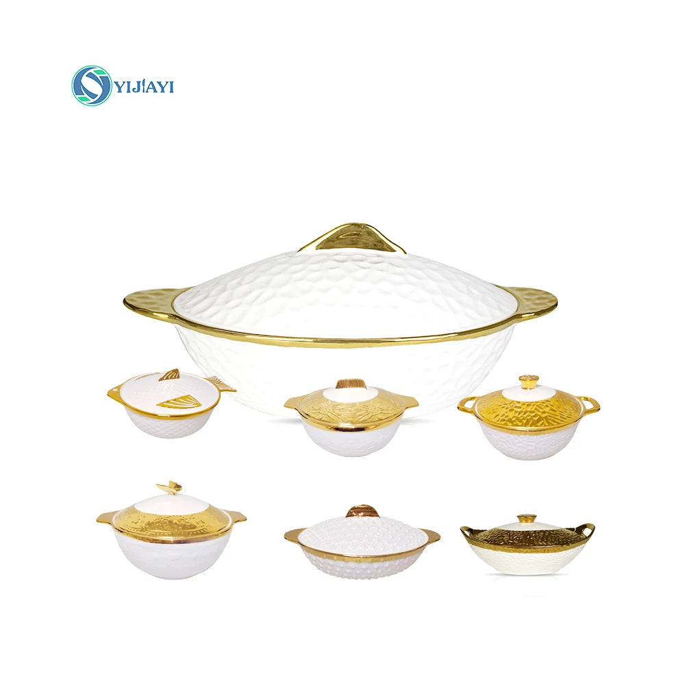 Elegant Gold-Plated Inox Casseroles Set Ceramic Cooking Pots with Handles Kitchenware for Stylish & Stocked Kitchen Use