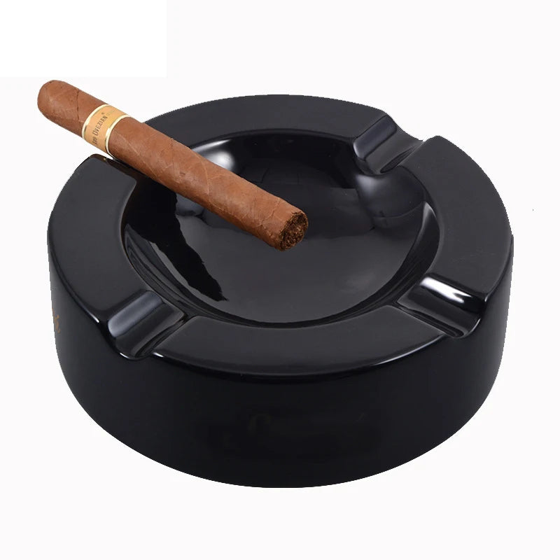 Foil Rim Decal Cigarette Cigar Ashtray Black Gold Wholesale Ceramic Original Customized Color Design Printing for Smoking