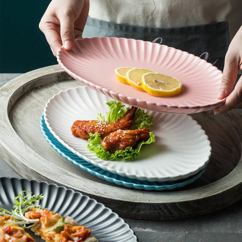 new products porcelain platter Oval plate restaurant sets color glaze dinnerware set porcelain plate