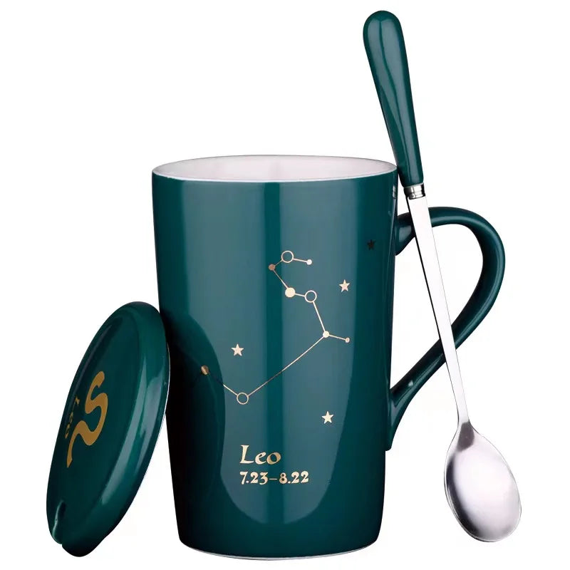 top seller  horoscope Porcelain Gold color Ceramic Coffee Mug For Coffee