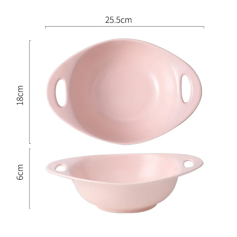 Underglaze Matte Fruit Salad Ceramic Bowl Heat Insulation Instant Noodle Soup Porcelain Baking Dish Household Restaurant