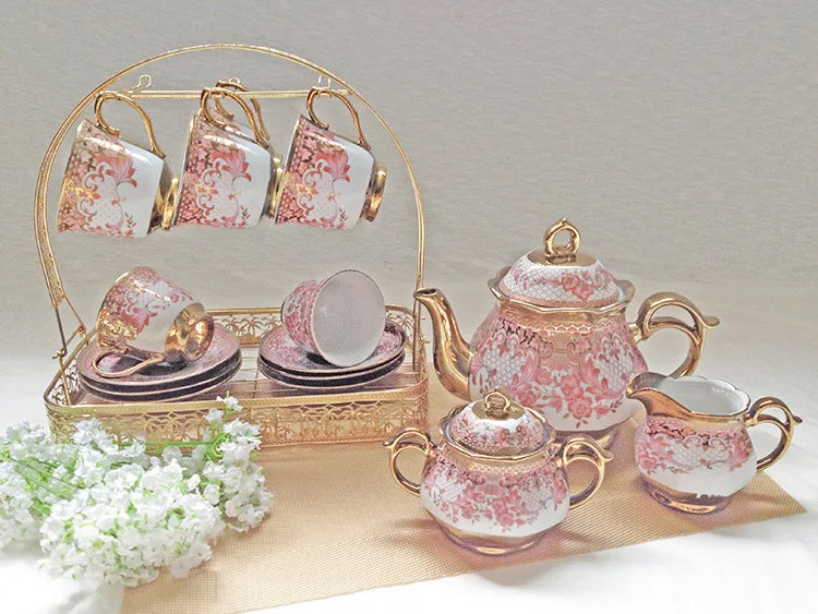 top seller Gold rim ethiopian porcelain tea sets with teapot ceramic tea pot and cup set