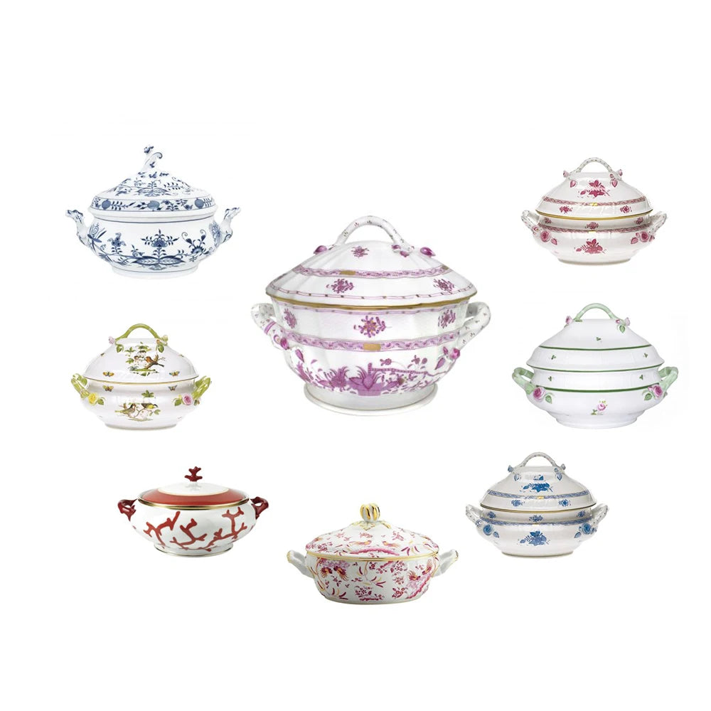 Wholesale price cheap soup tureen, chinese white ceramic tureen with lid