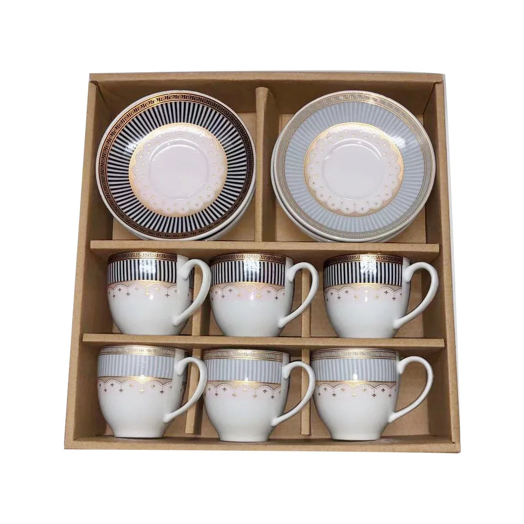 Wholesale ceramic cup and saucer exquisite decal craft porcelain milk coffee tea cup and saucer set