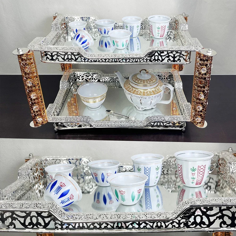 Customized PORCELAIN Arabic logo ethiopian ceramic  muslim tea and cawa modern CUP SET 12 PCS IN THE BOX