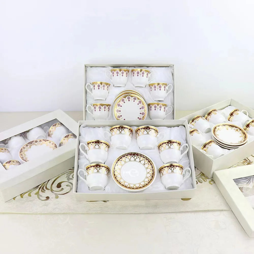 Hot Selling New design 12 sets Ceramic Coffee Cup with Saucer