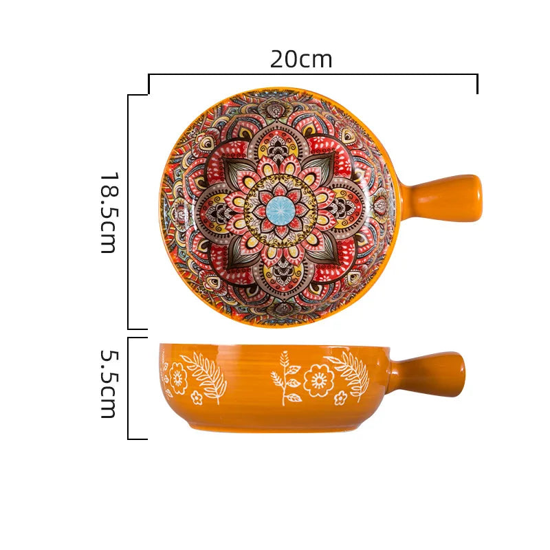 2022 hot selling ceramic plate Bohemian style new design ceramic serving plate8 inch /10 inch party plate sets