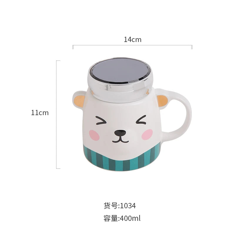 Custom sublimation ceramic water travel tea coffee mirror mug cup with screw lid and handle cup