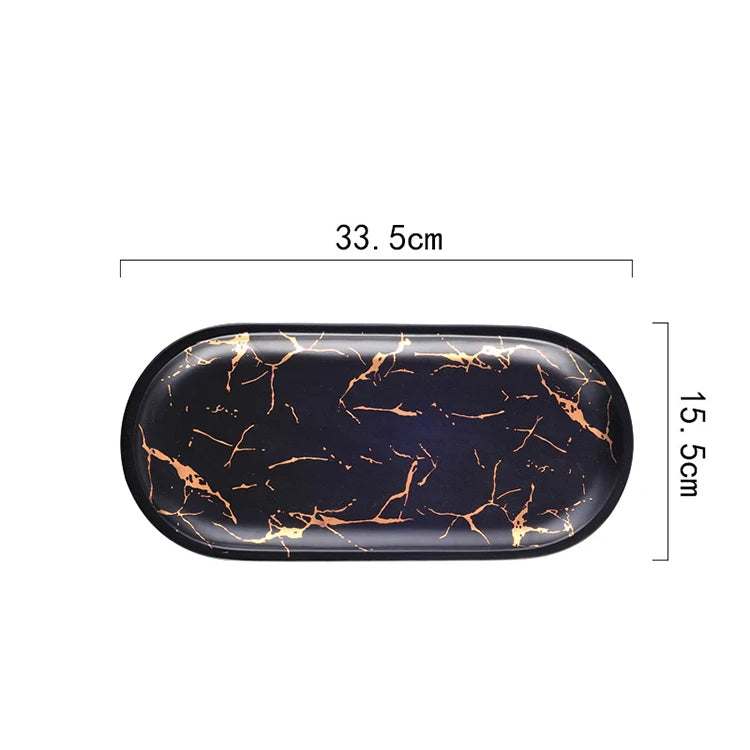 Custom Black round oval Marble Serving Tray/Ceramic tray/serving tray for Home Hotel Restaurant