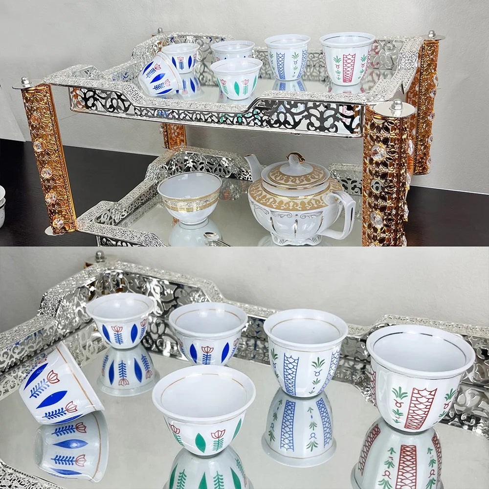 Customized PORCELAIN Arabic logo ethiopian ceramic  muslim CAWA CUP SET 12 PCS IN THE BOX