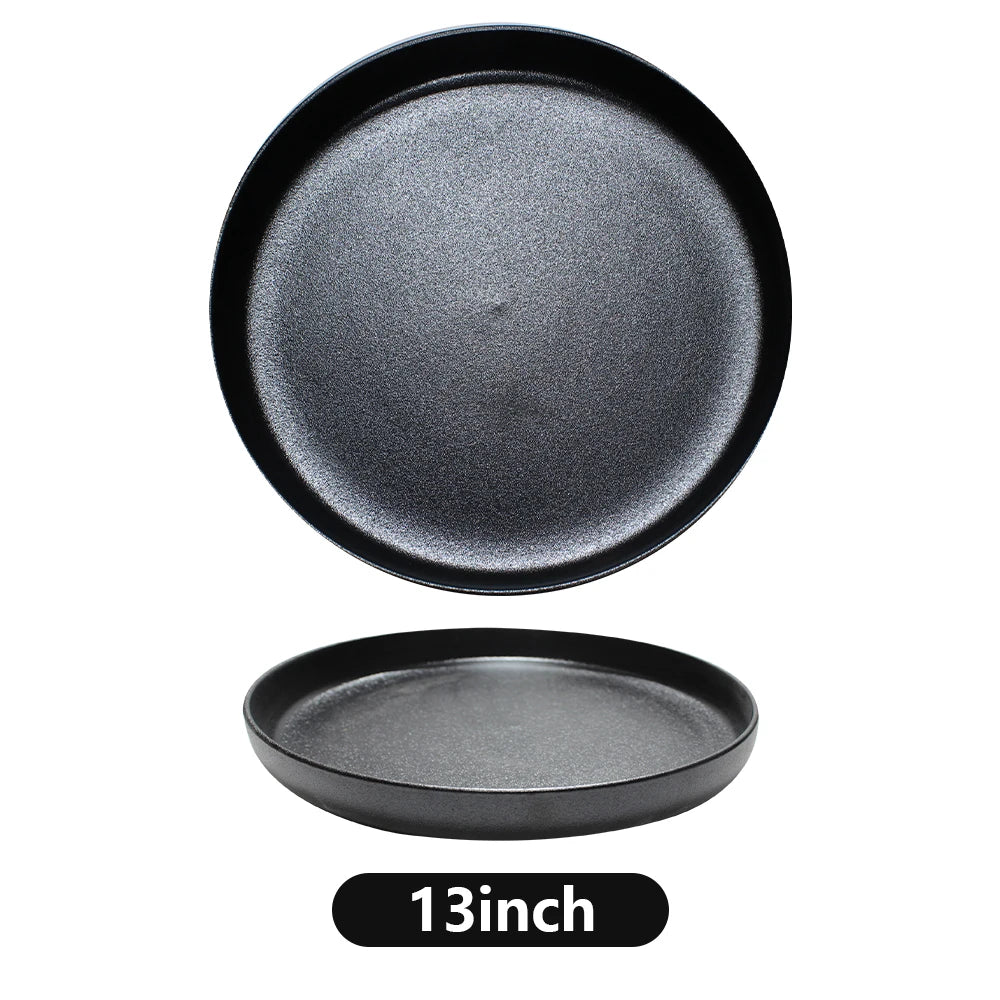 customisable  Hotel Restaurant Used Black Buffet Plates Tableware Dinnerware Porcelain Glaze Catering Dinner Set