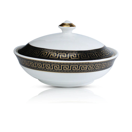 white ceramic soup tureen with embossed decoration high quality cheap price