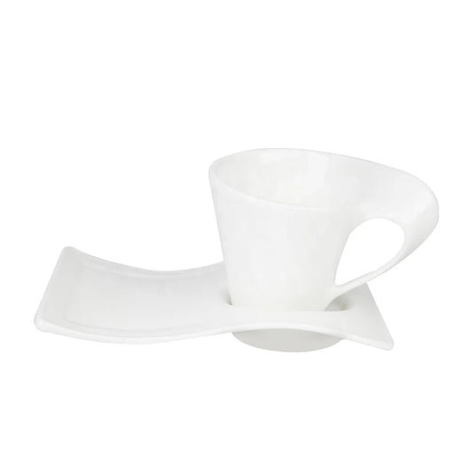 Bright glazed white glazed ceramic hotel home environmental protection tea cup and saucer set ceramic Coffee & Tea Sets