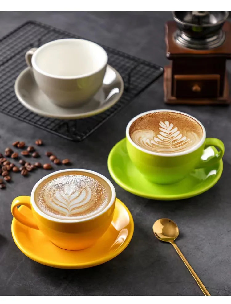 Macron glazed coffee cup Custom glazed ceramic coffee cups are available tea cups saucers ceramic Coffee & Tea Sets