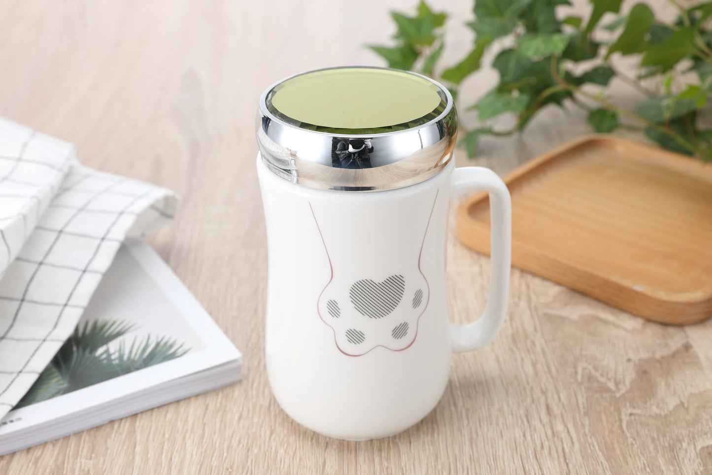 JIUWang wholesale coffee tea cup set with drawer custom logo plain white ceramic porcelain thermal mug