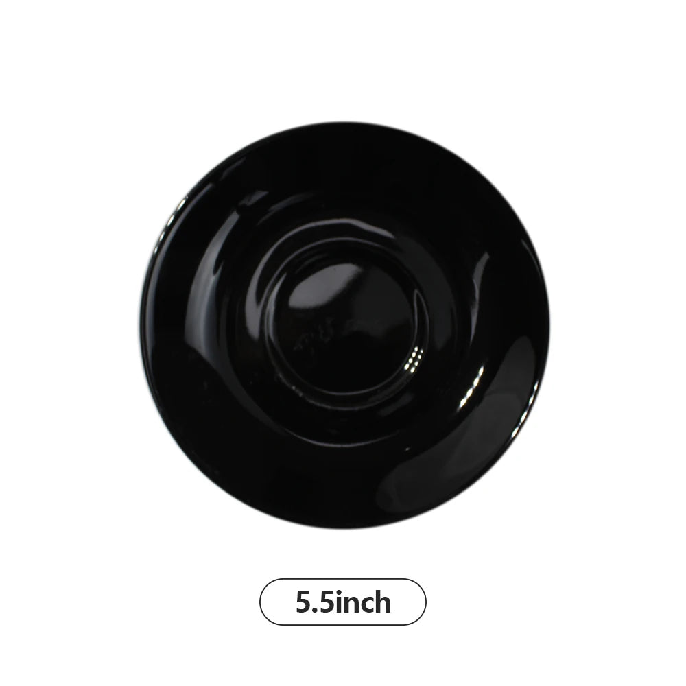 High End Round Glossy Wedding Charger Plates Luxury black ceramic dinner plates dishware  set