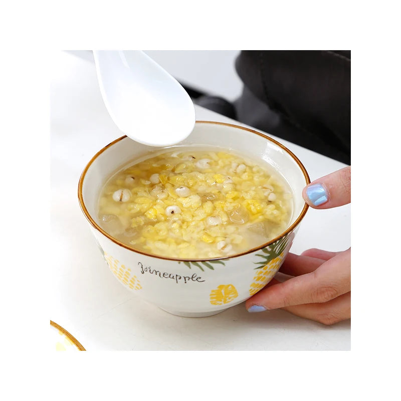 Anti-scalding creative cute pattern stylish ceramic bowl pineapple ceramic bowl