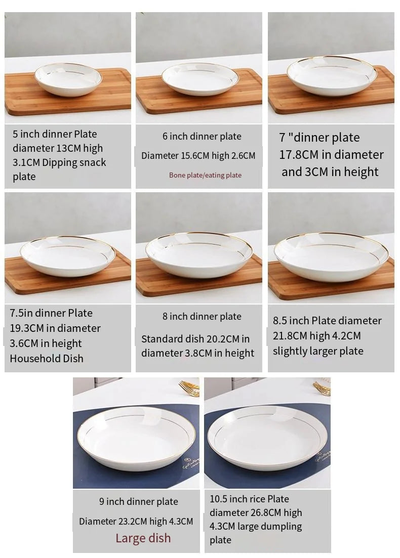 JIUWANG wholesale gold dinner  china bone Plate Set Porcelain Luxury Dinnerware Dishes stoneware matt with plates with gold