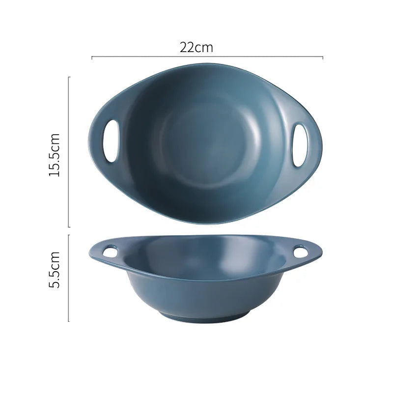 Underglaze Matte Fruit Salad Ceramic Bowl Heat Insulation Instant Noodle Soup Porcelain Baking Dish Household Restaurant