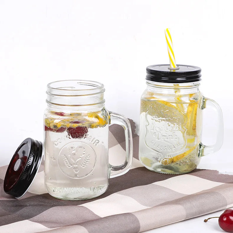 custom Wholesale sealed glass Wasserbecher clear straw and lid juice cups coffee milk Glass Cup