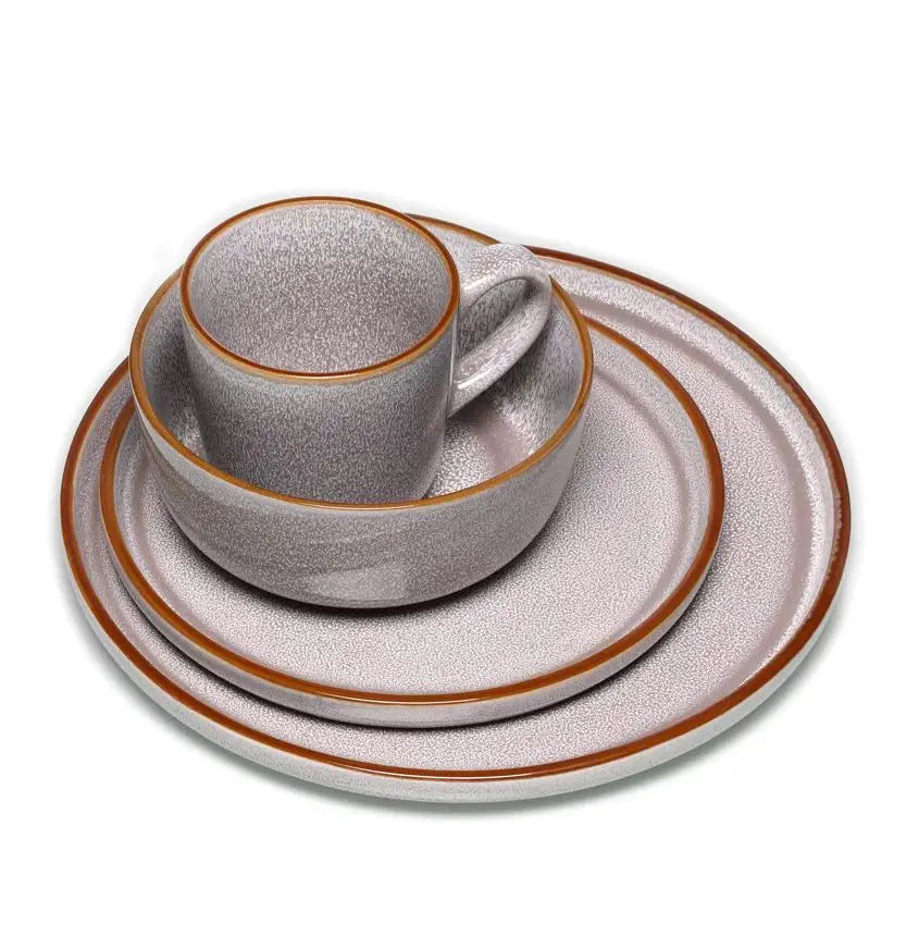 Ceramic For Home Crockery 16pcs stoneware dinnerware set ceramic engrave round dinner set