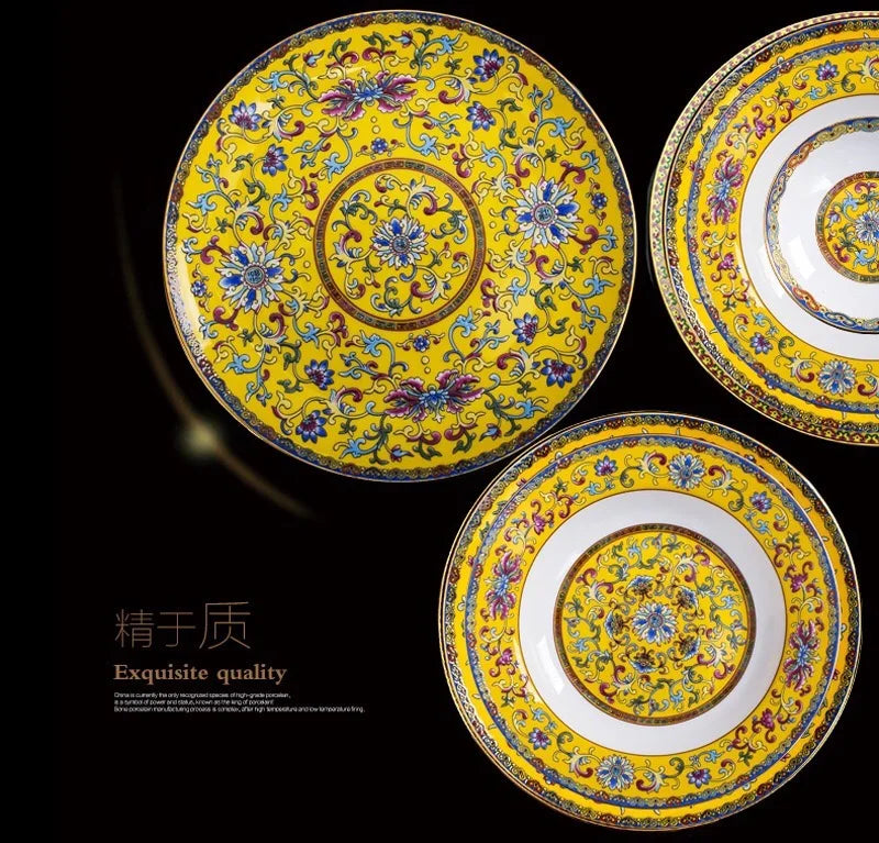 Made in China Factory direct sales of bone China jinbian full of flowers 86 pieces porcelain ceramic tableware set