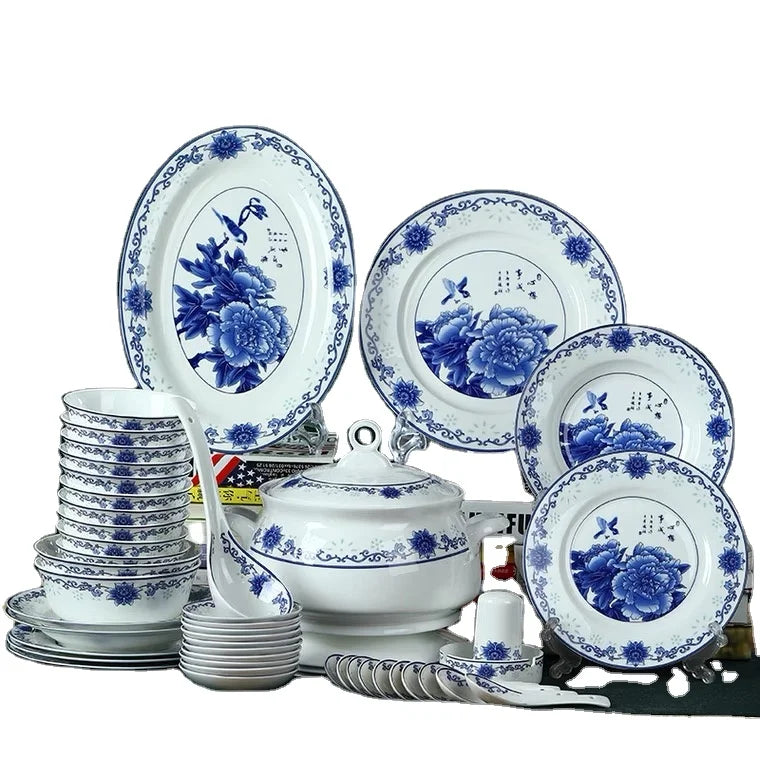 Alibaba Hot Selling Good Supplier Daily Use Ancient Style Printed Flower Opal Glass Luxury Dinner Set