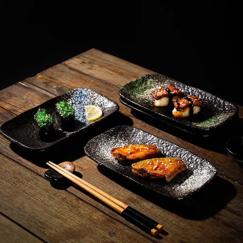 8 10 12 inch Rectangular Oval Japanese Restaurants Ceramic Dinner Dishes Sushi Plates and dishes