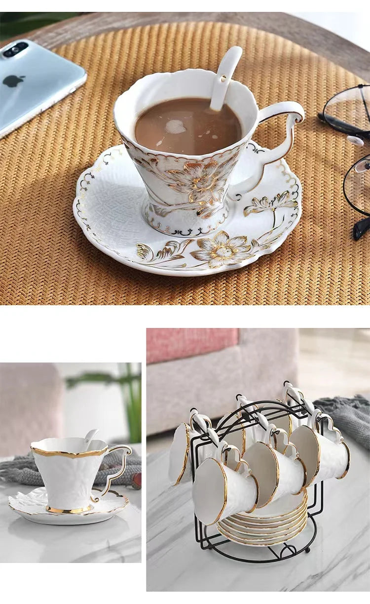 High quality Turkish gold rim cappuccino latte espresso luxury coffee cup european coffee tea cups set