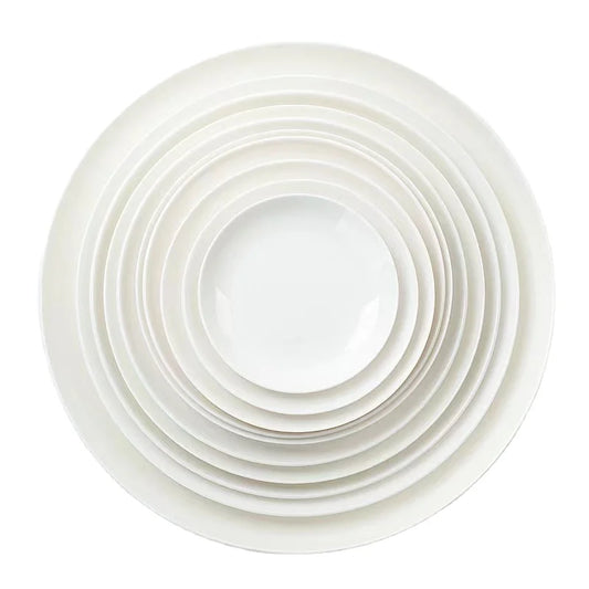 Wholesale various sizes round shape white ceramic plate dinner dishes & plates porcelain plate Ceramic Plate & Ceramic dish